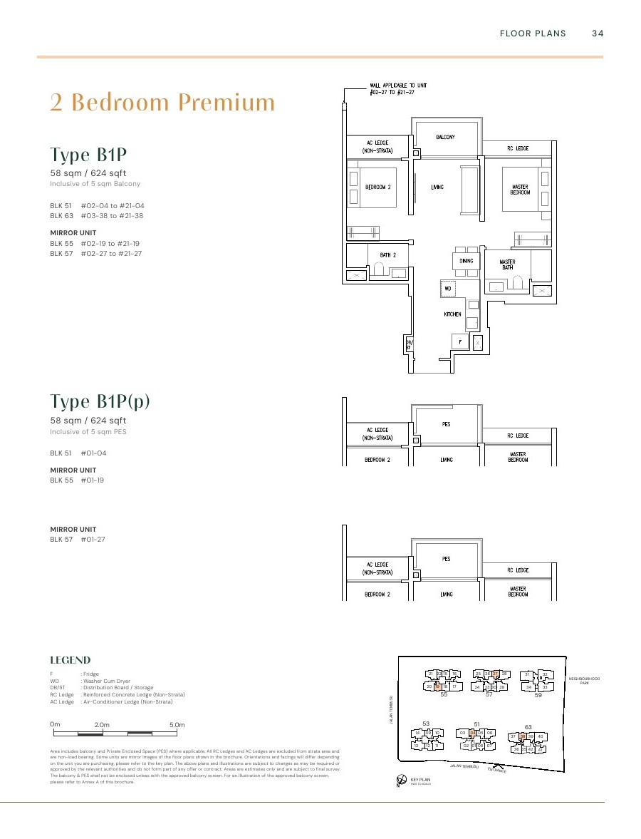 Emerald Of Katong 2 Bedroom Type B1P · Premium floor plan