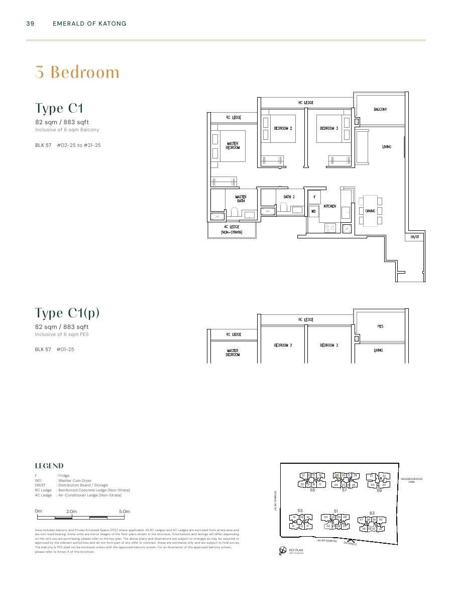 Emerald Of Katong 3 Bedroom Type C1 floor plan